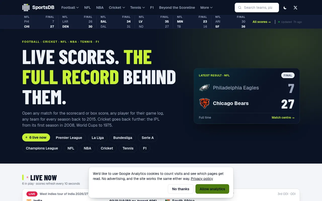 Screenshot of sports-db.live