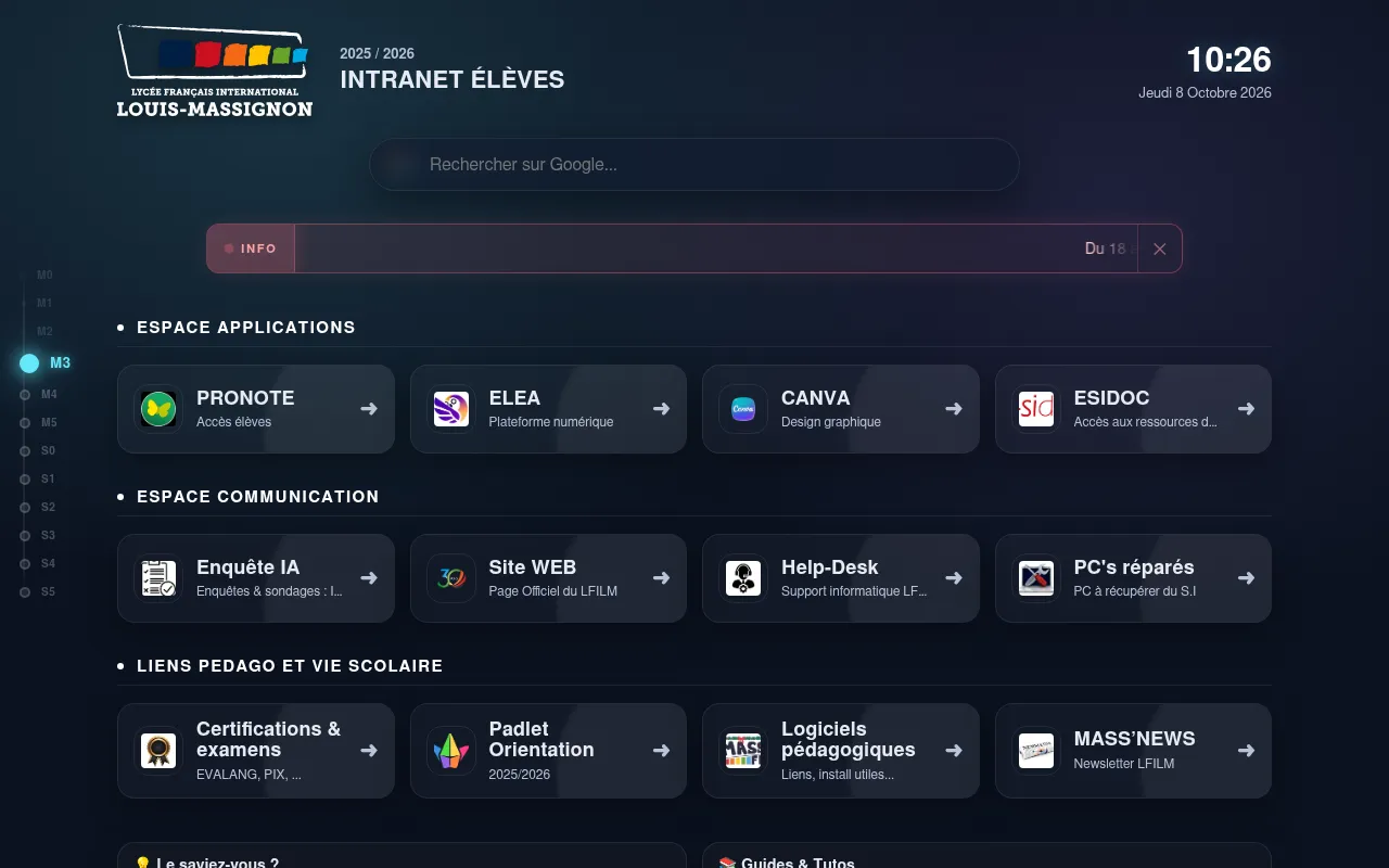 Screenshot of eleves.massignon.com