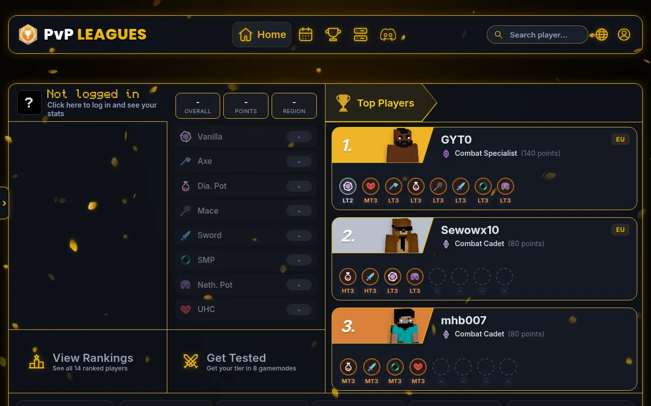 Screenshot of pvp-leagues.com