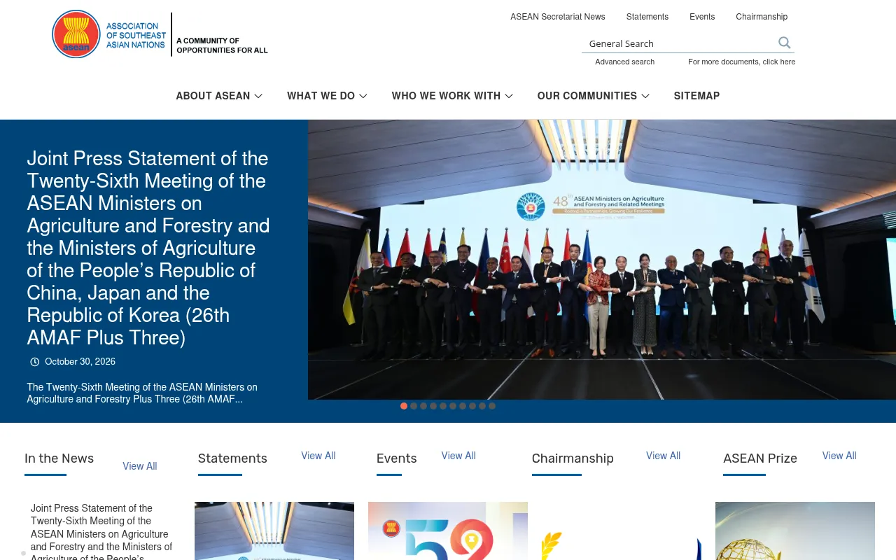 Screenshot of asean.org