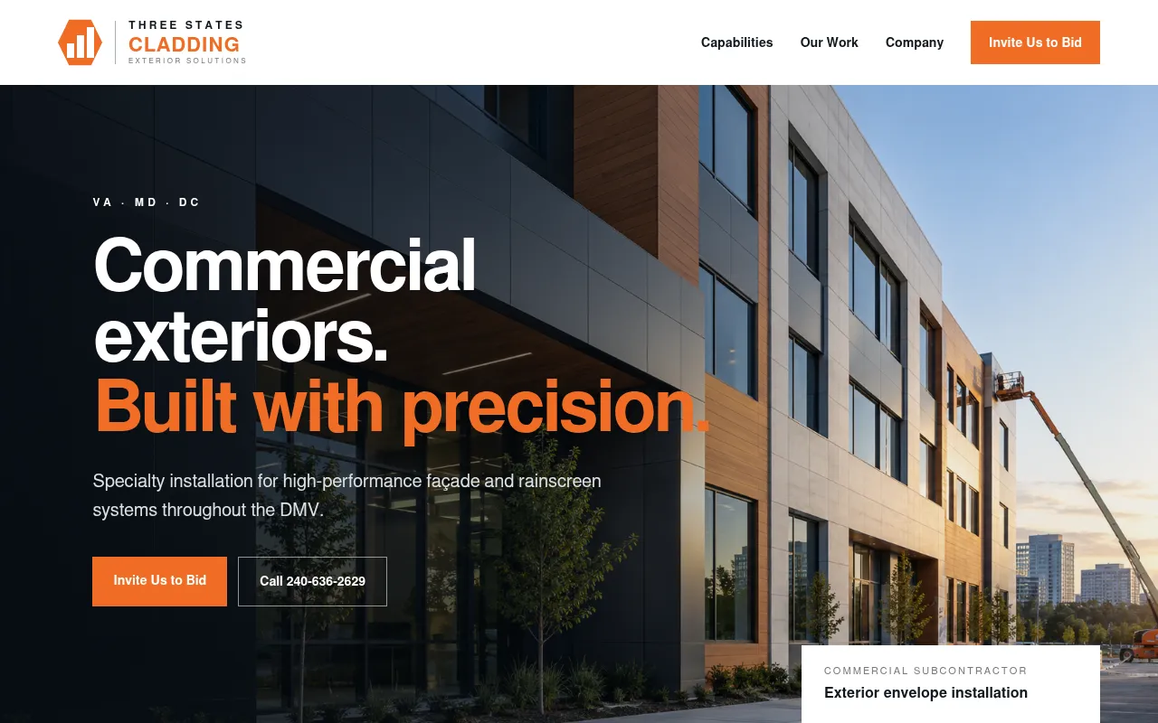 Screenshot of threestatescladding.com