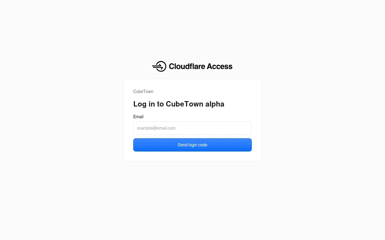 Screenshot of cubetown.cloudflareaccess.com