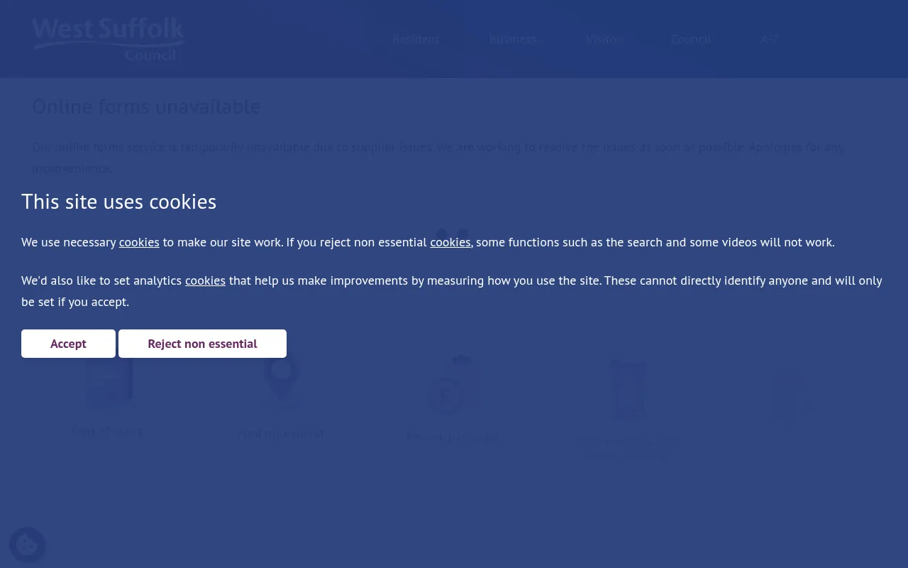 Screenshot of westsuffolk.gov.uk