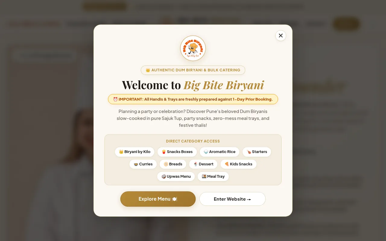 Screenshot of bigbitebiryani.com
