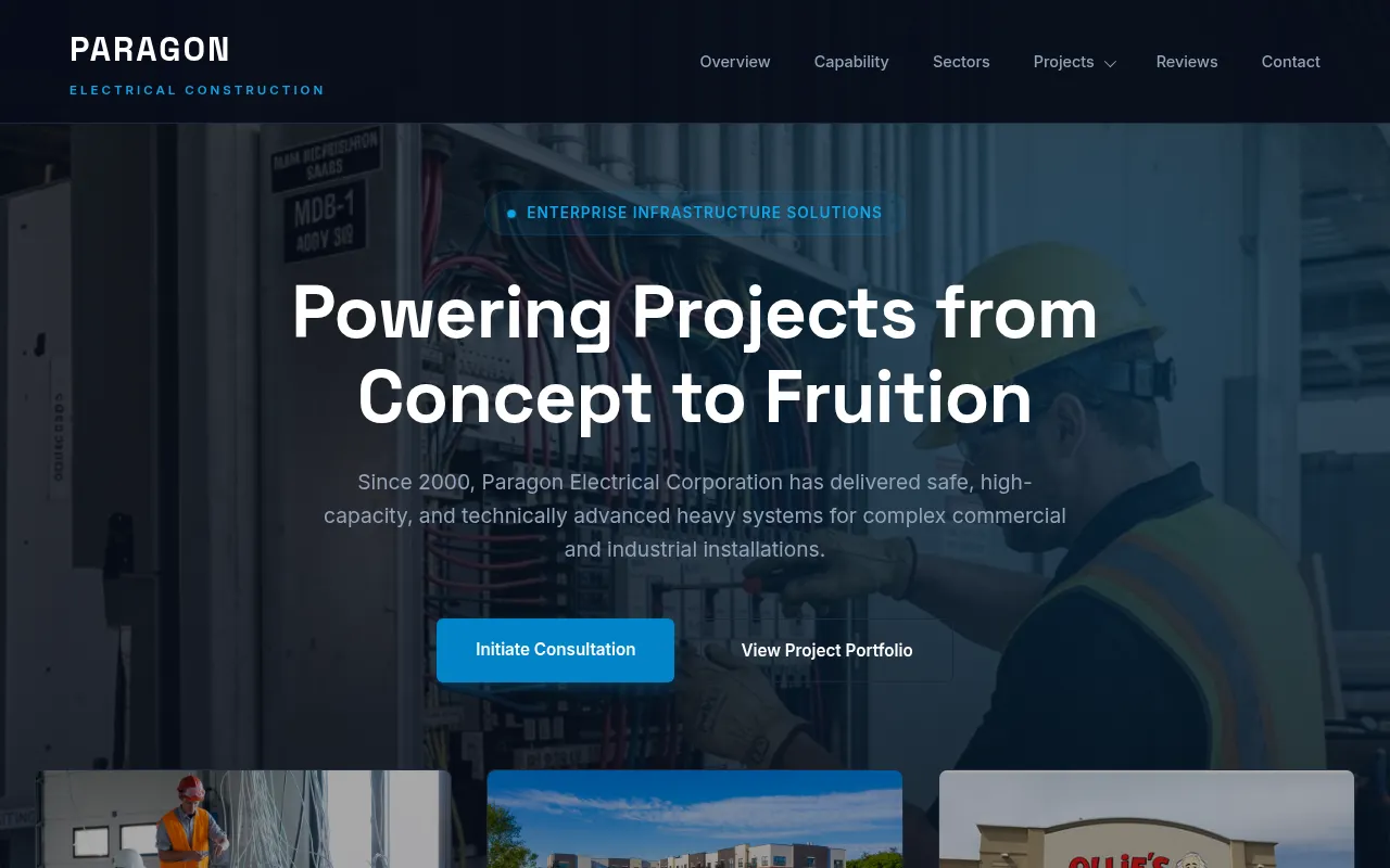 Screenshot of paragonelectricalcorporation.com