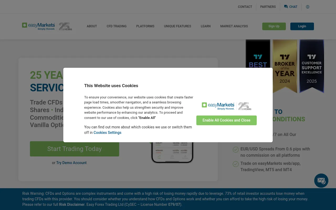 Screenshot of easy-markets.com