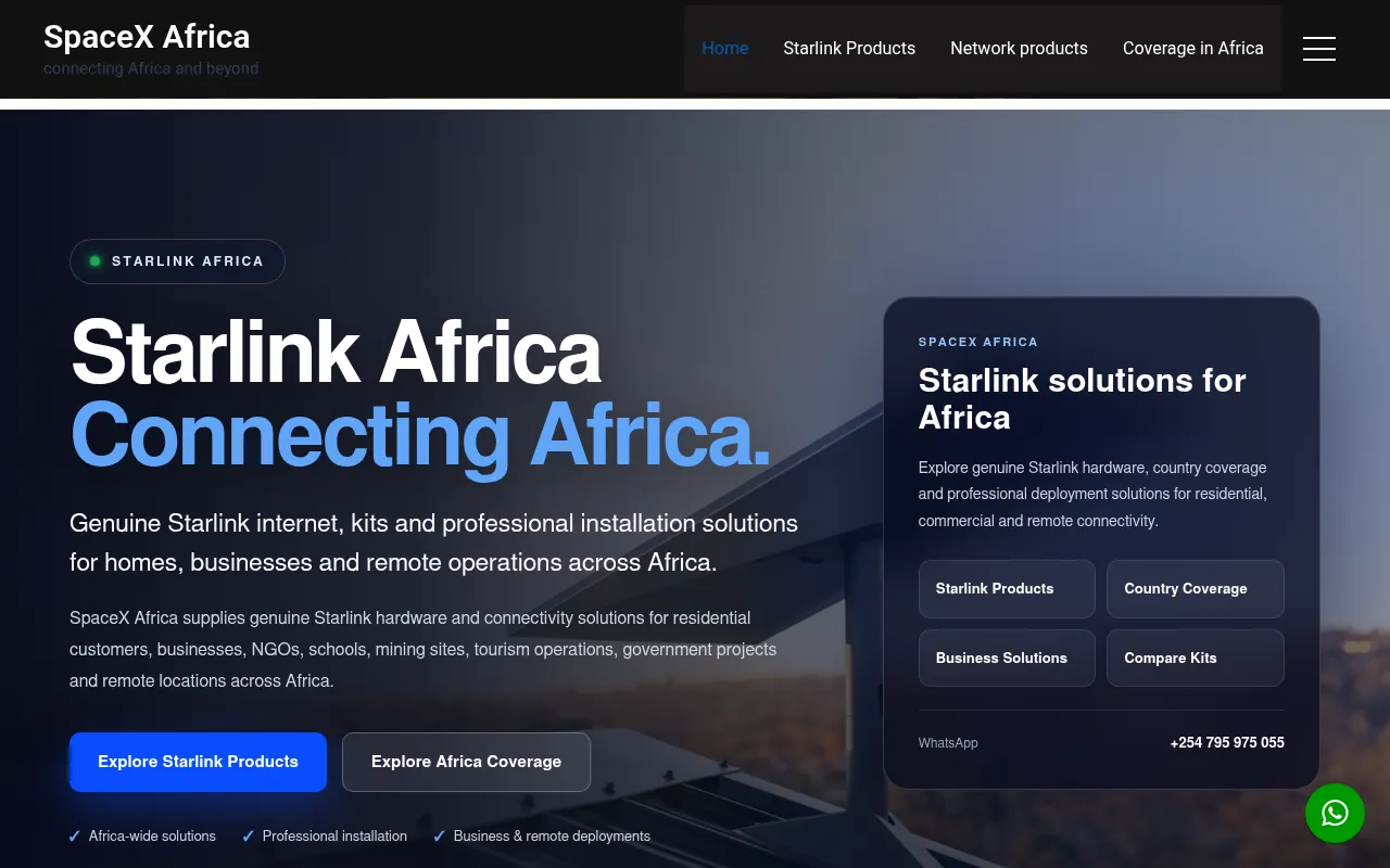 Screenshot of spacexafrica.co.ke