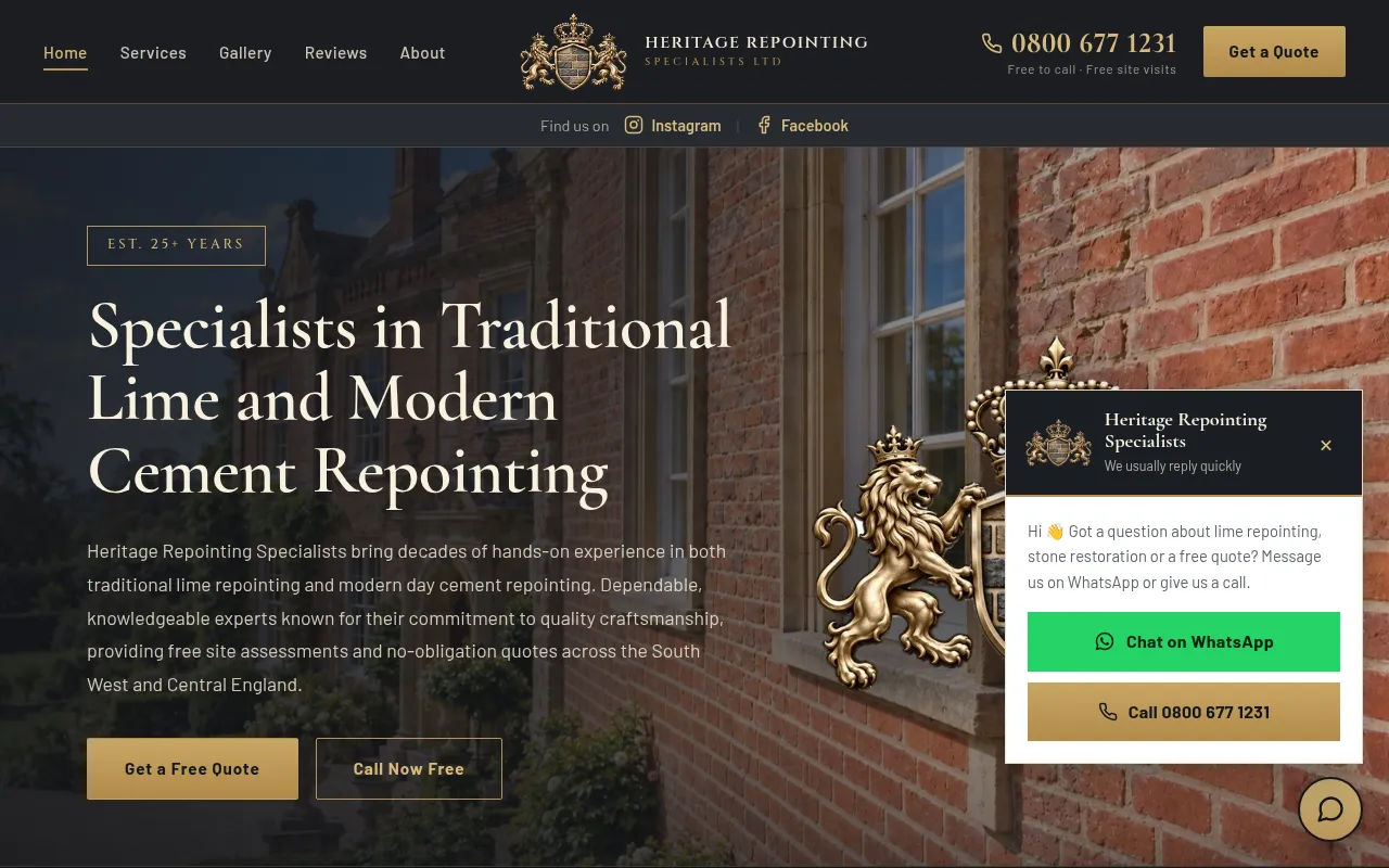 Screenshot of heritagerepointingspecialists.com