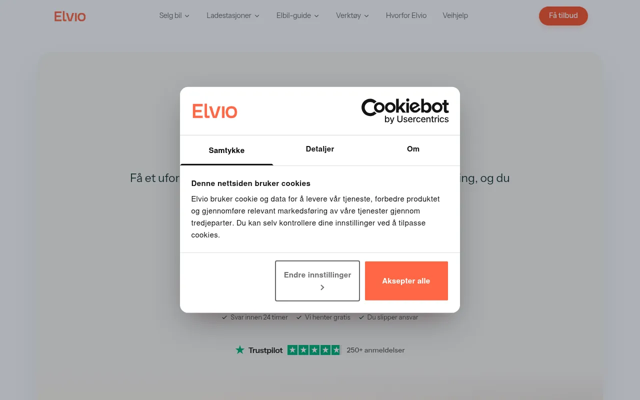 Screenshot of elvio.no