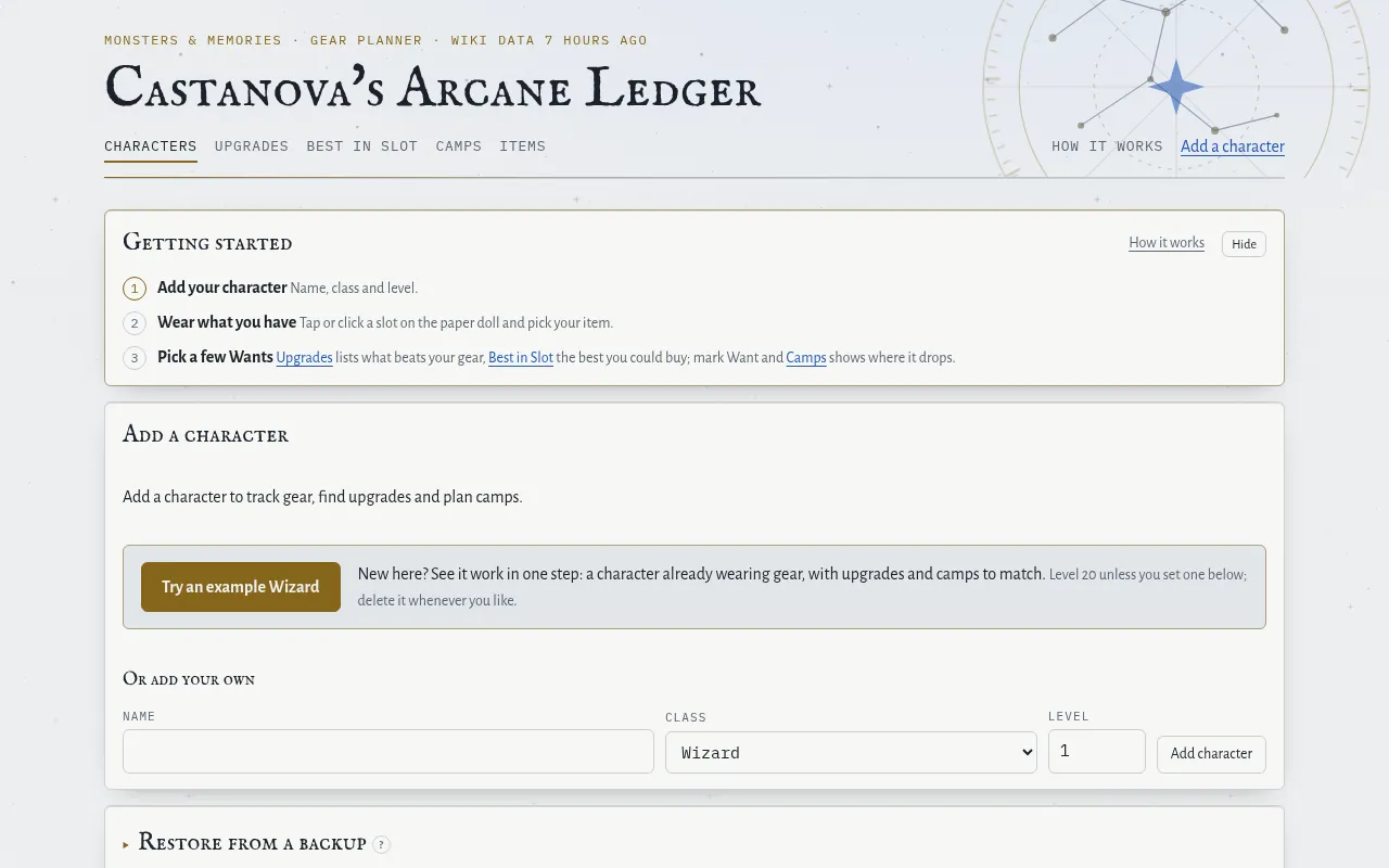 Screenshot of arcaneledger.tools