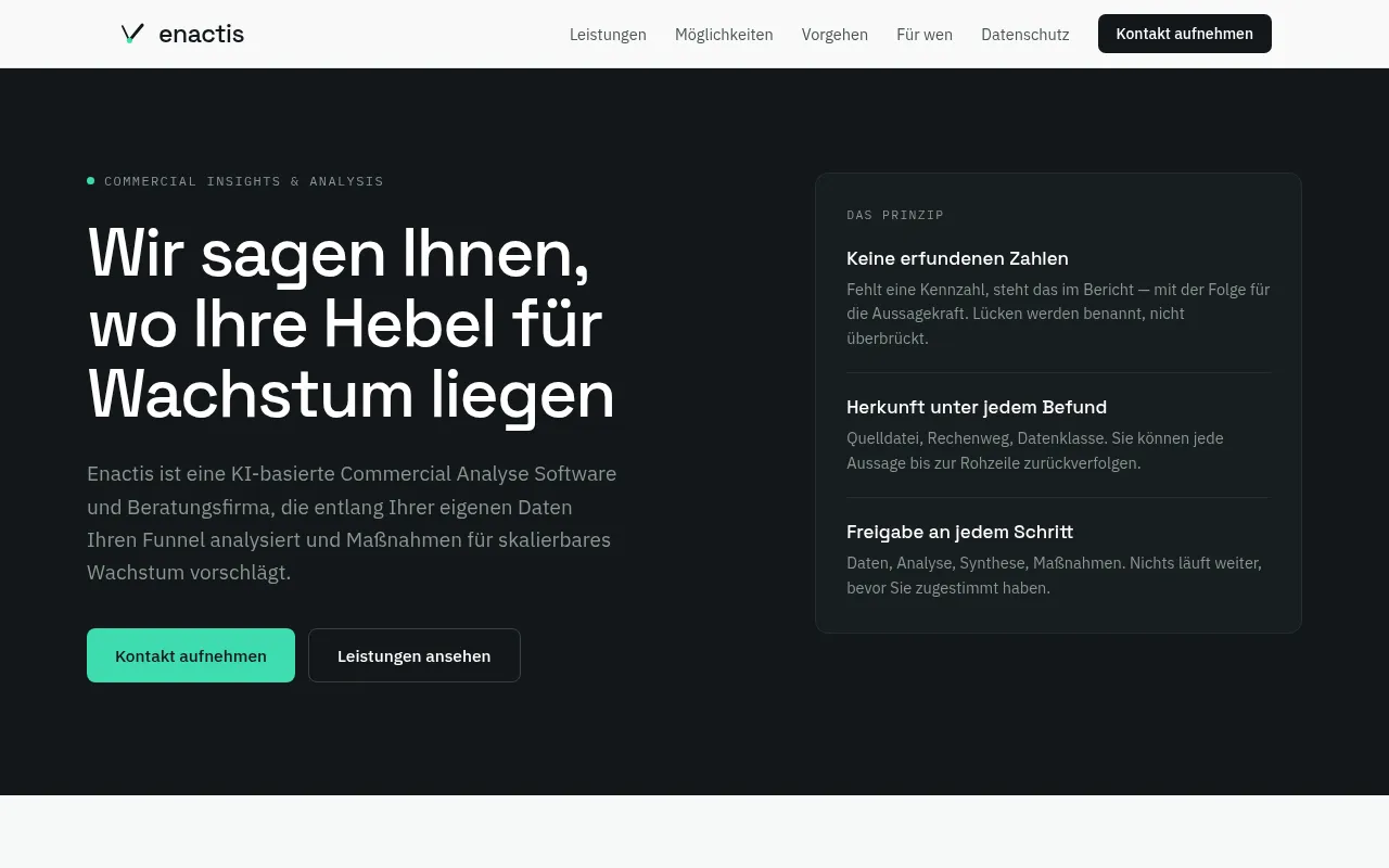 Screenshot of enactis.io