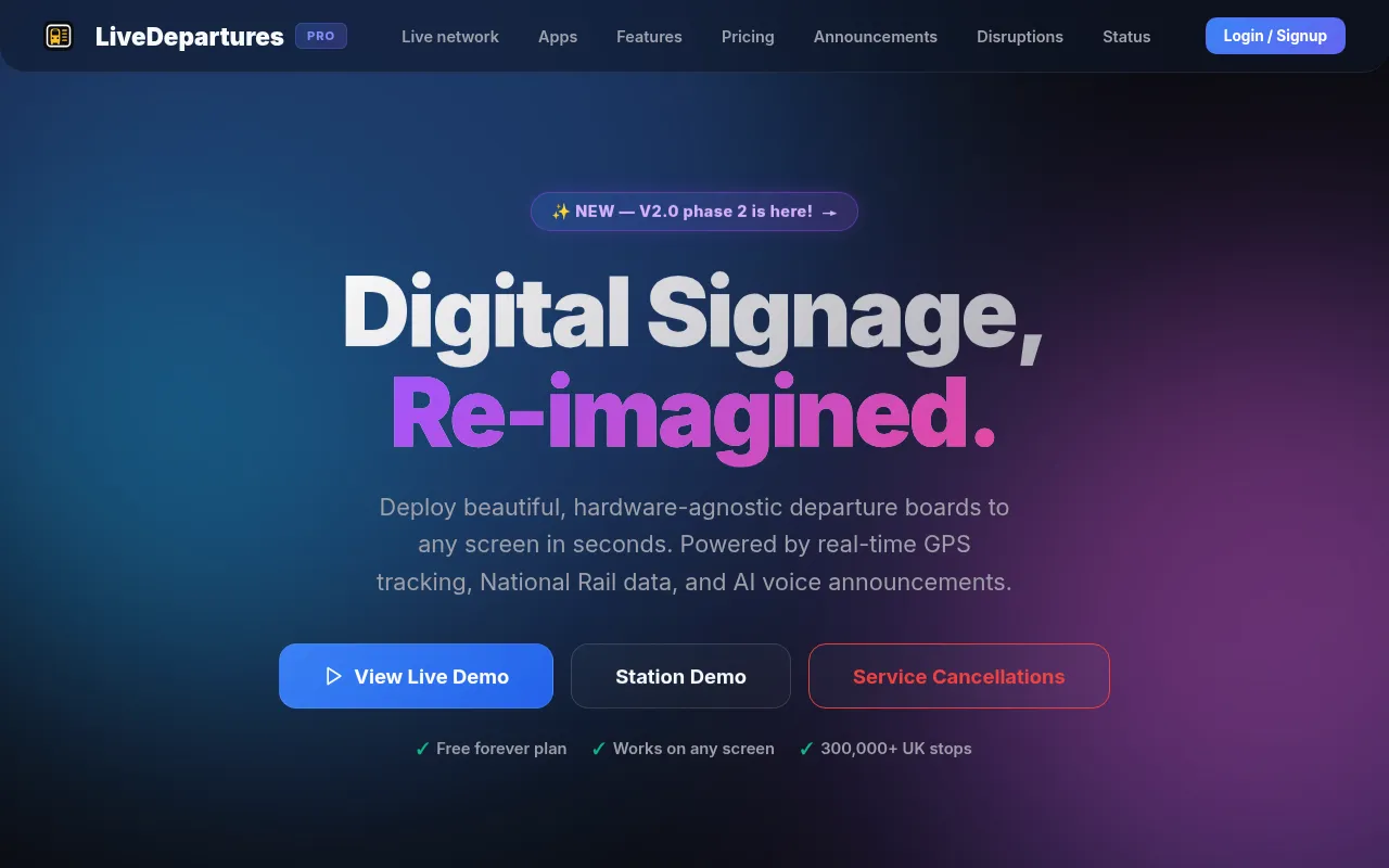 Screenshot of busdeparture.co.uk
