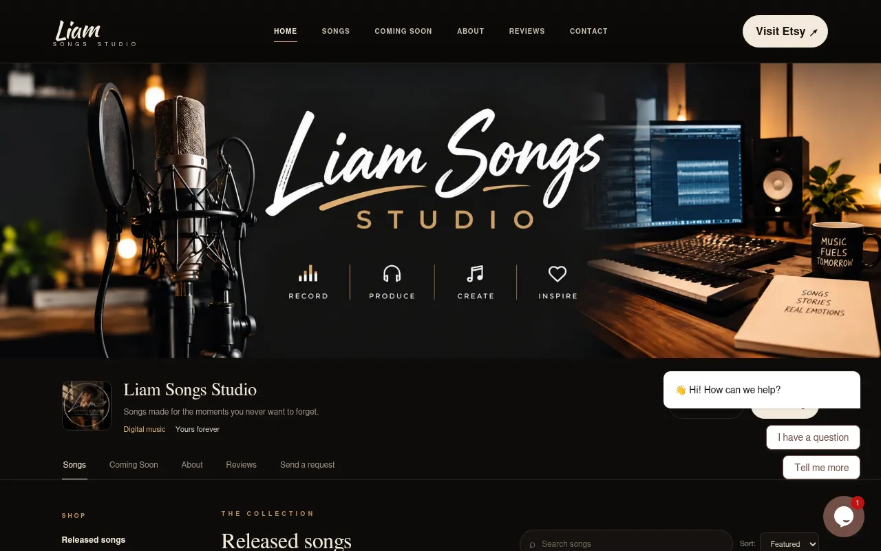 Screenshot of liamsongstudio.com