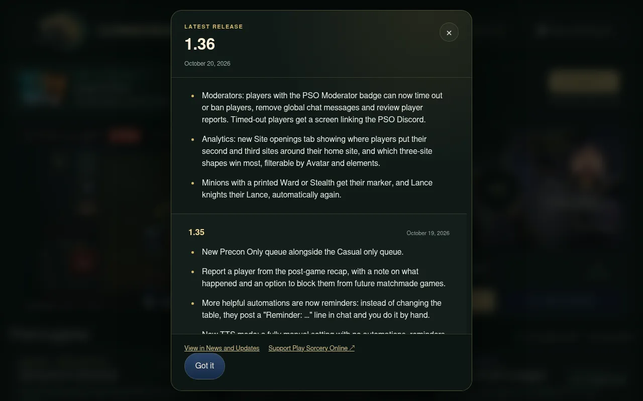 Screenshot of playsorceryonline.com