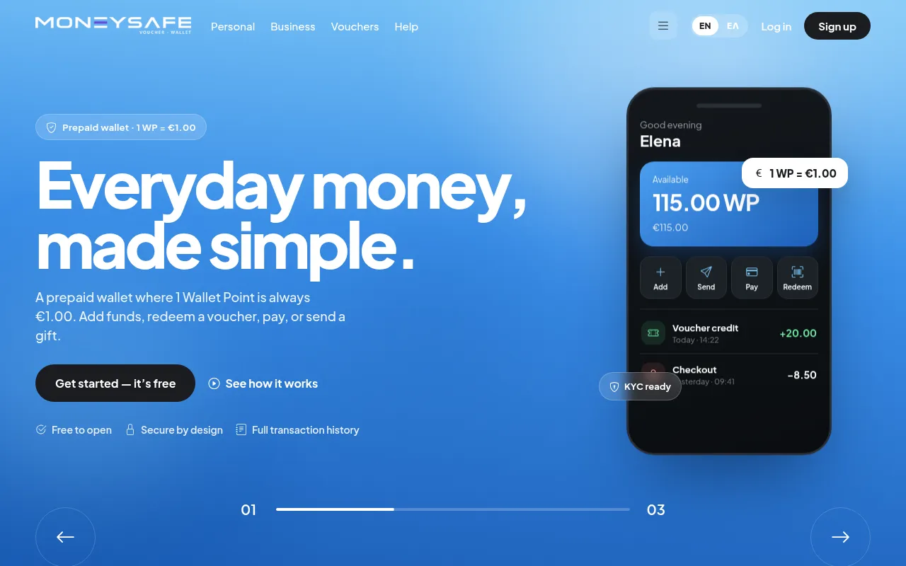 Screenshot of moneysafewallet.com