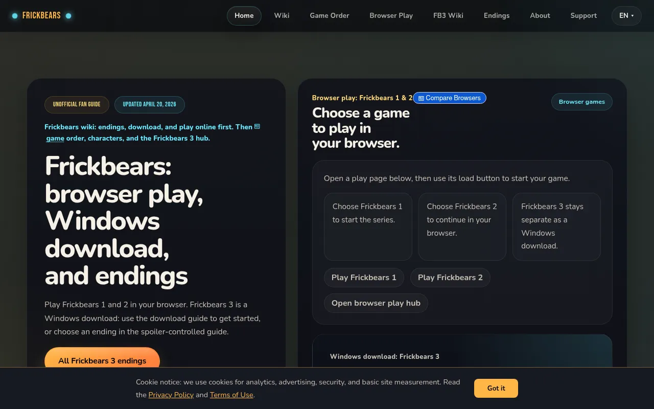 Screenshot of frickbears.com