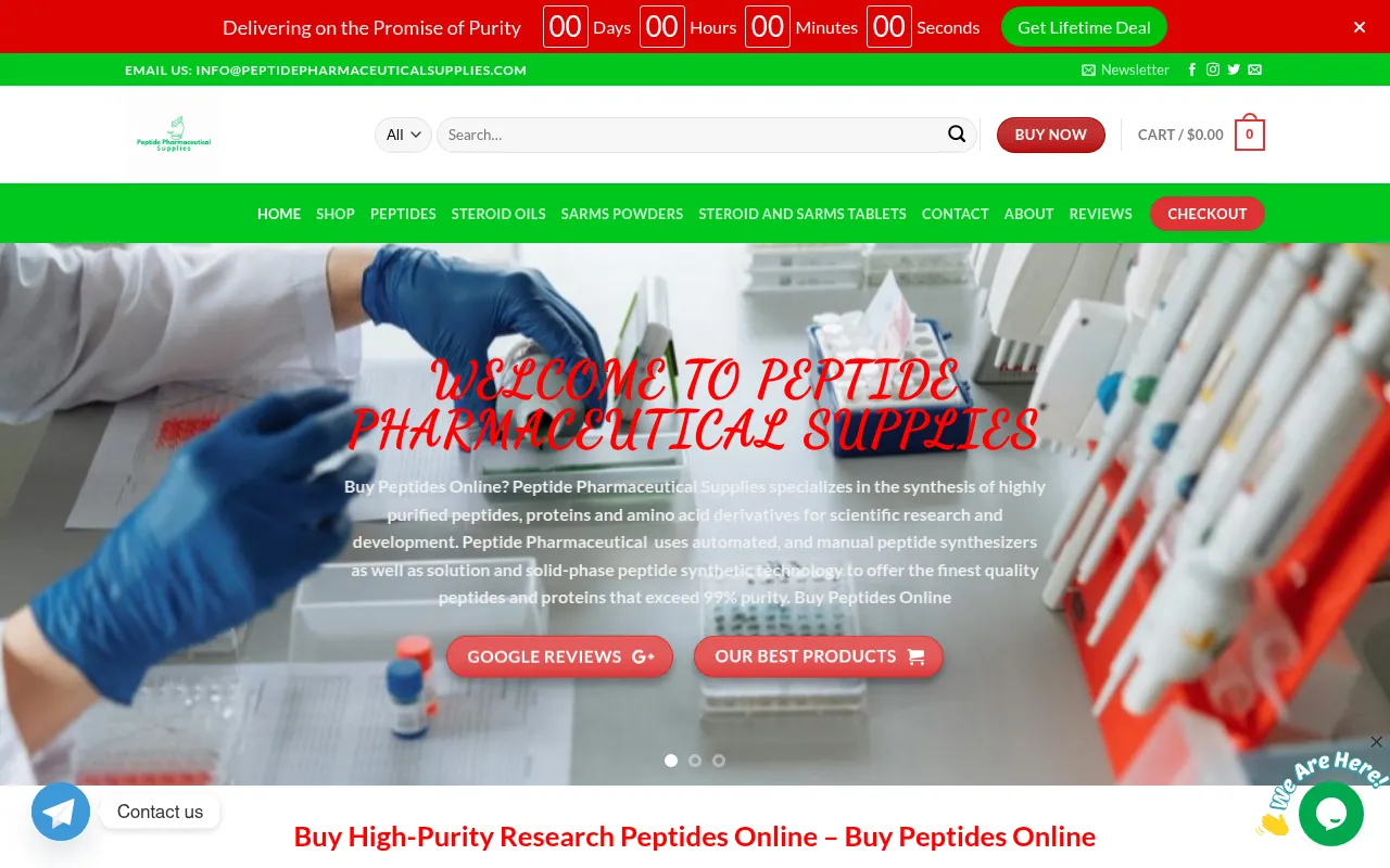 Screenshot of peptidepharmaceuticalsupplies.com