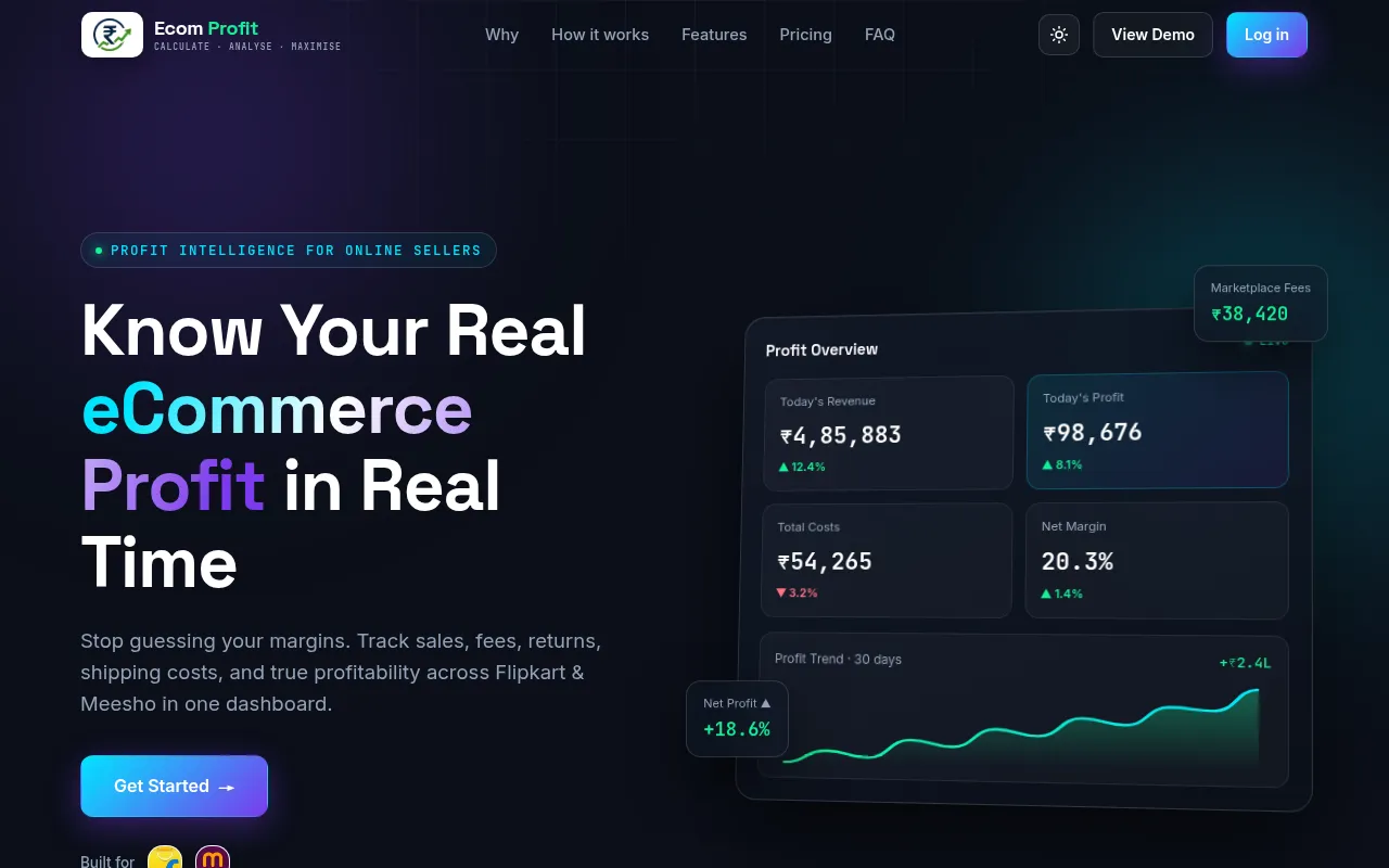 Screenshot of ecomprofit.co.in