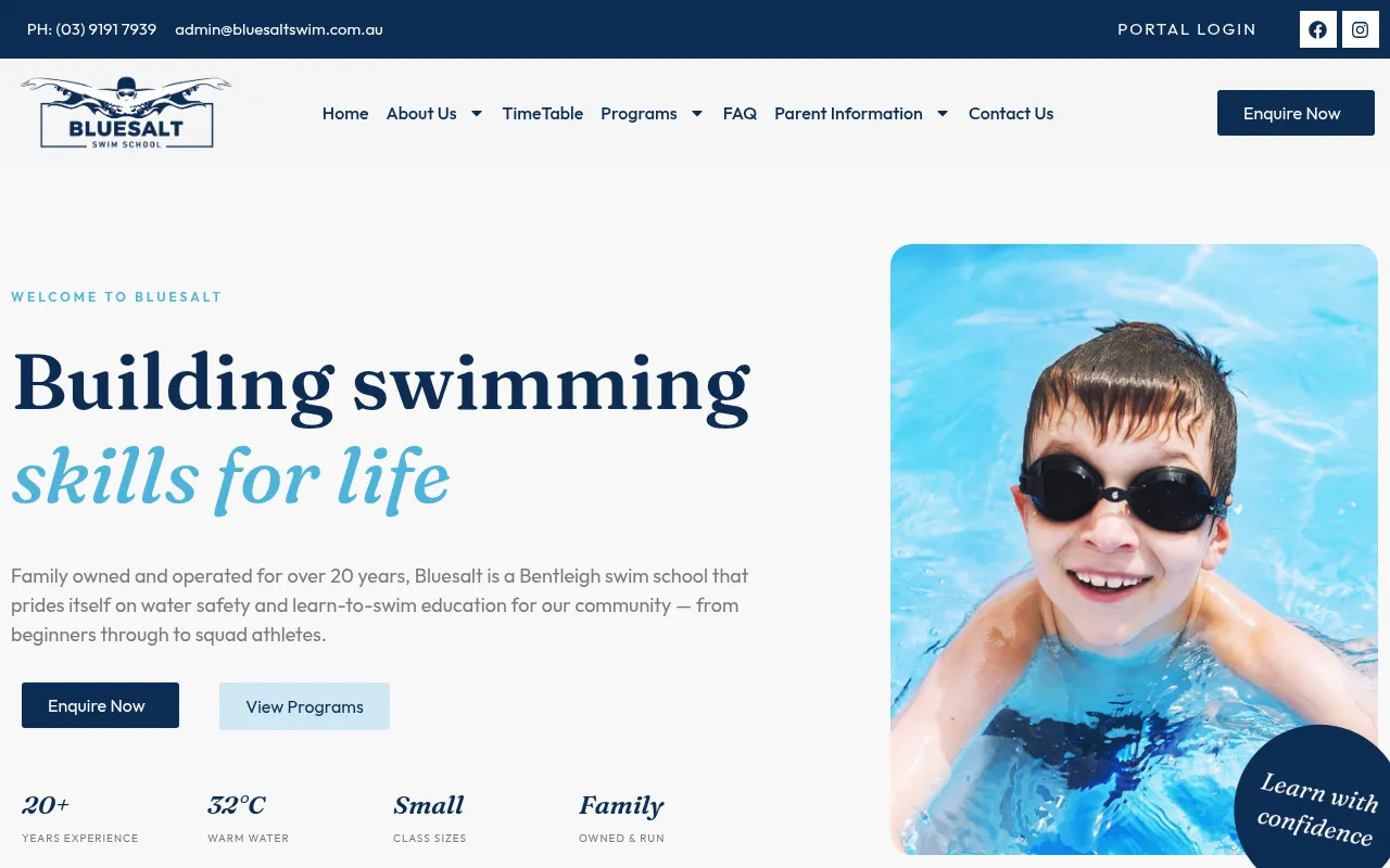 Screenshot of bluesaltswim.com.au