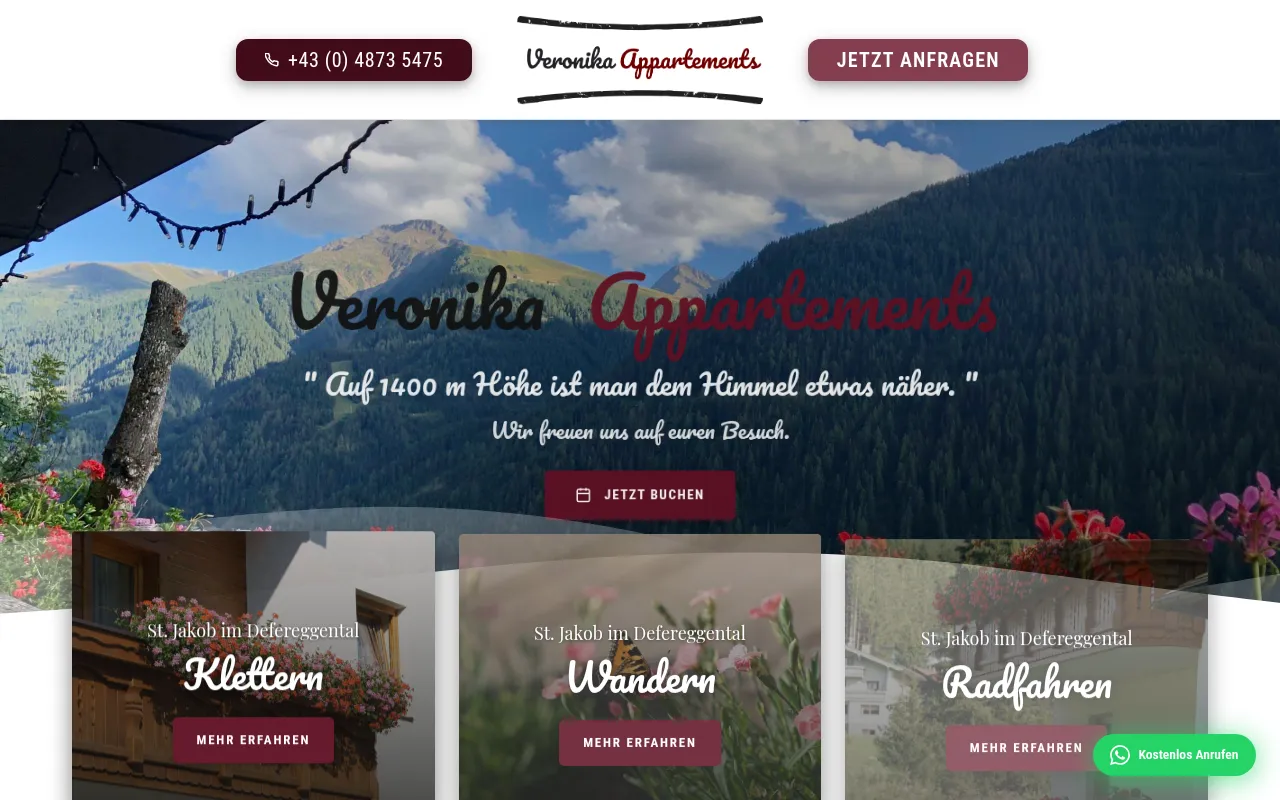 Screenshot of veronika-appartements.demo.rauiis.de