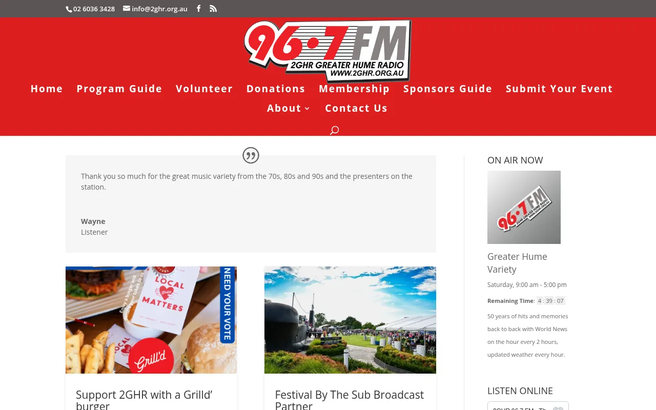 Screenshot of 2ghr.org.au
