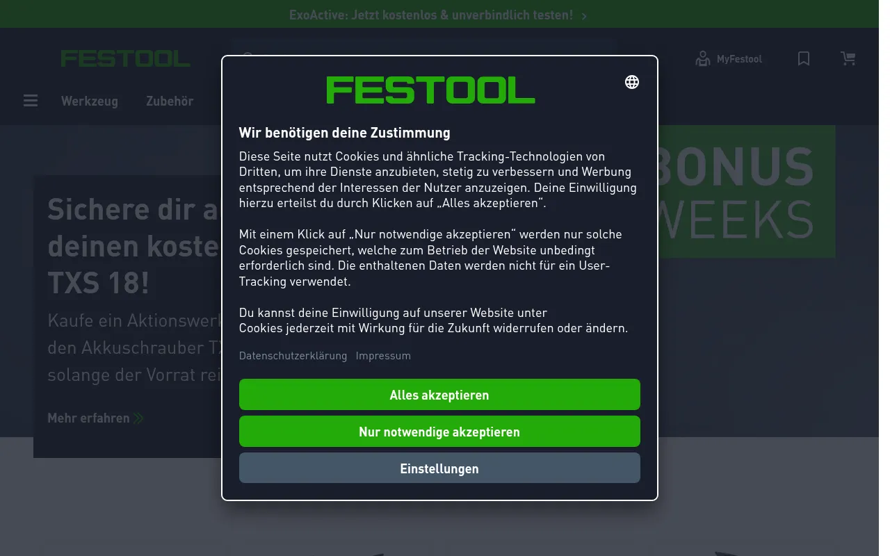 Screenshot of festool.de