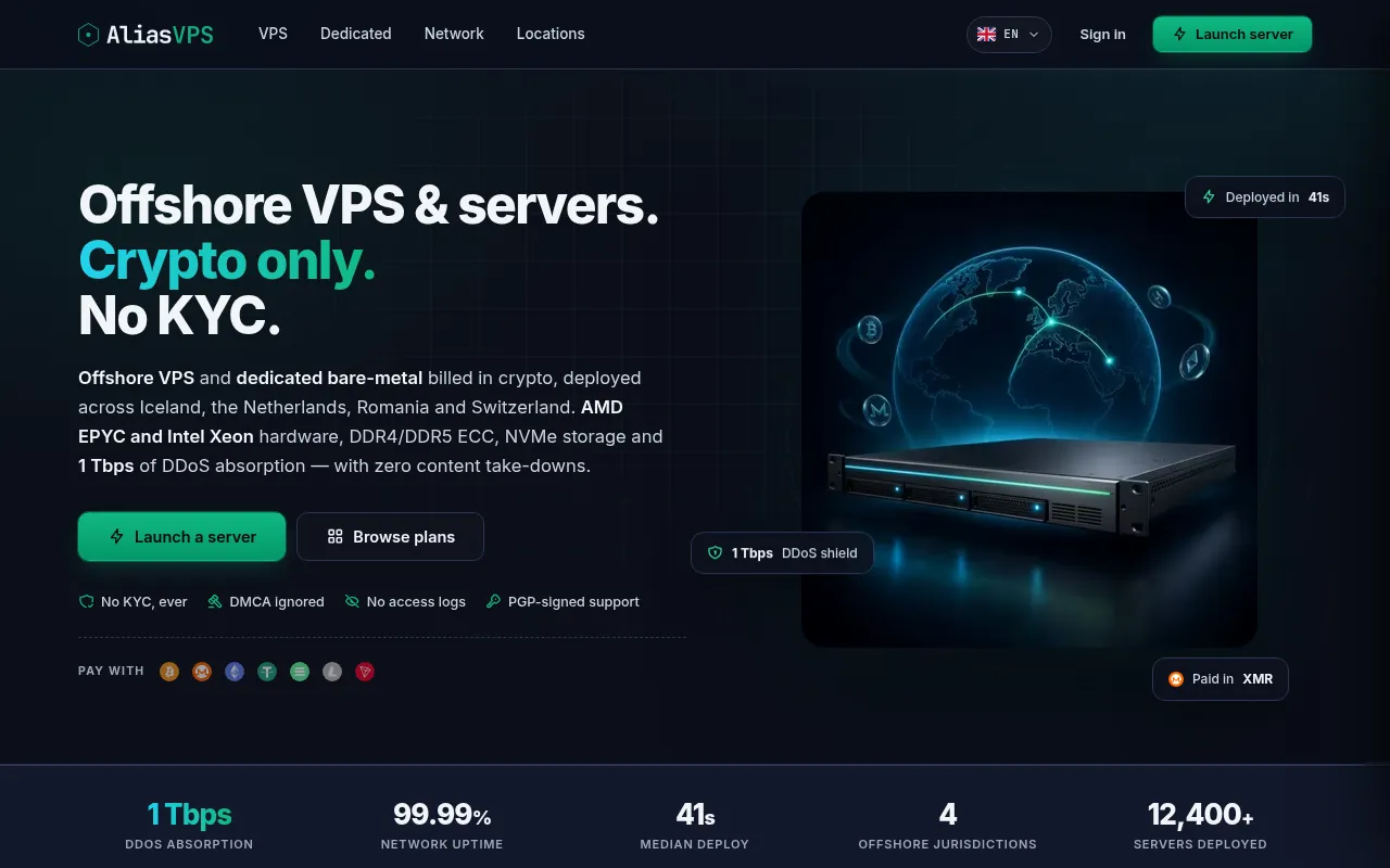 Screenshot of aliasvps.com