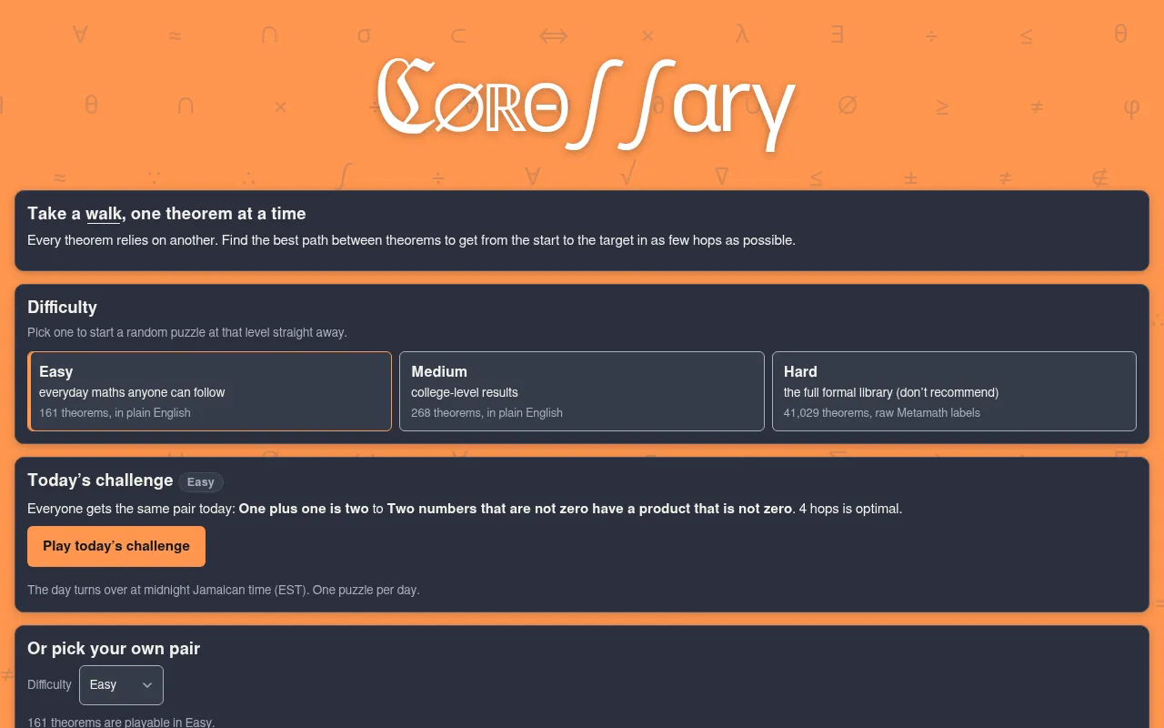 Screenshot of corollary.online