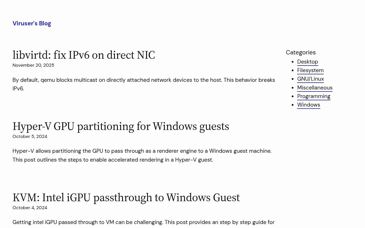 Screenshot of blog.viruser.net