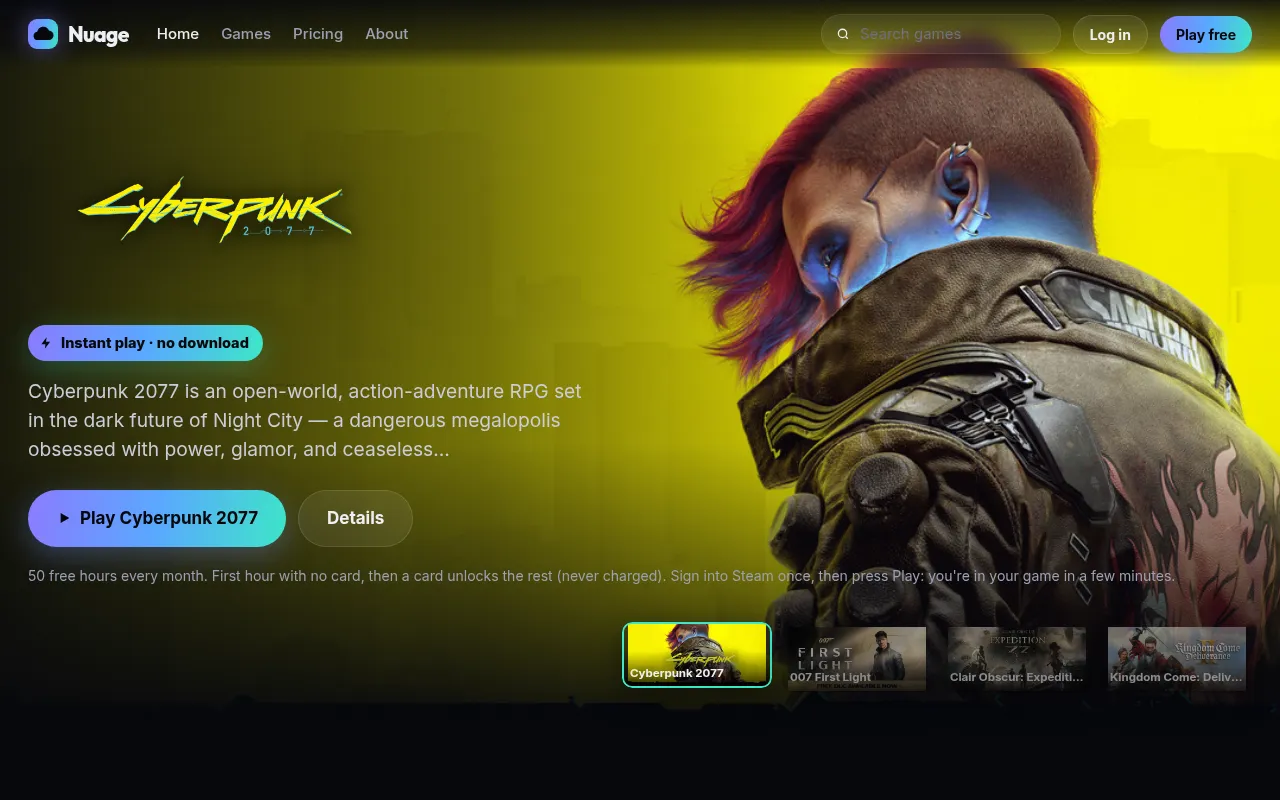 Screenshot of nuage.games