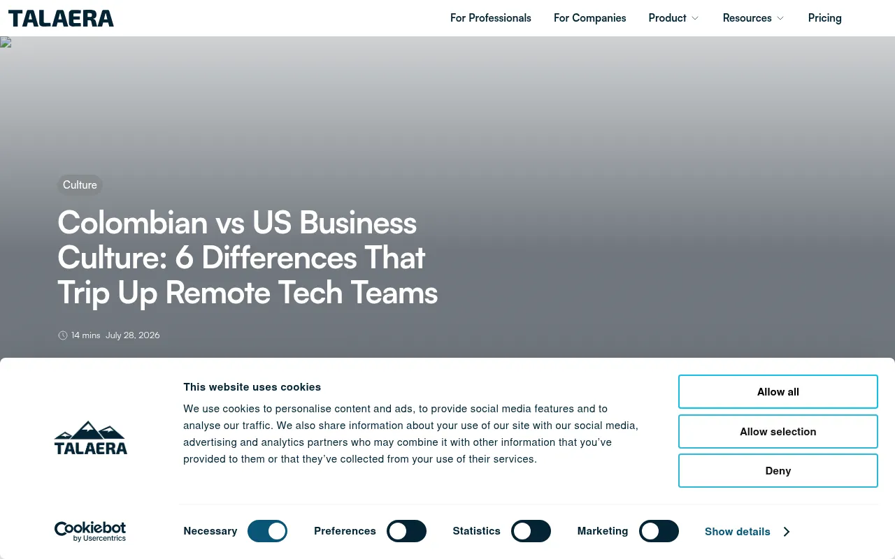 Screenshot of talaera.com
