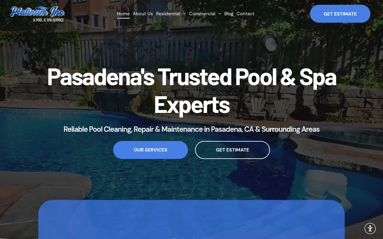Screenshot of platinumpoolspa.com