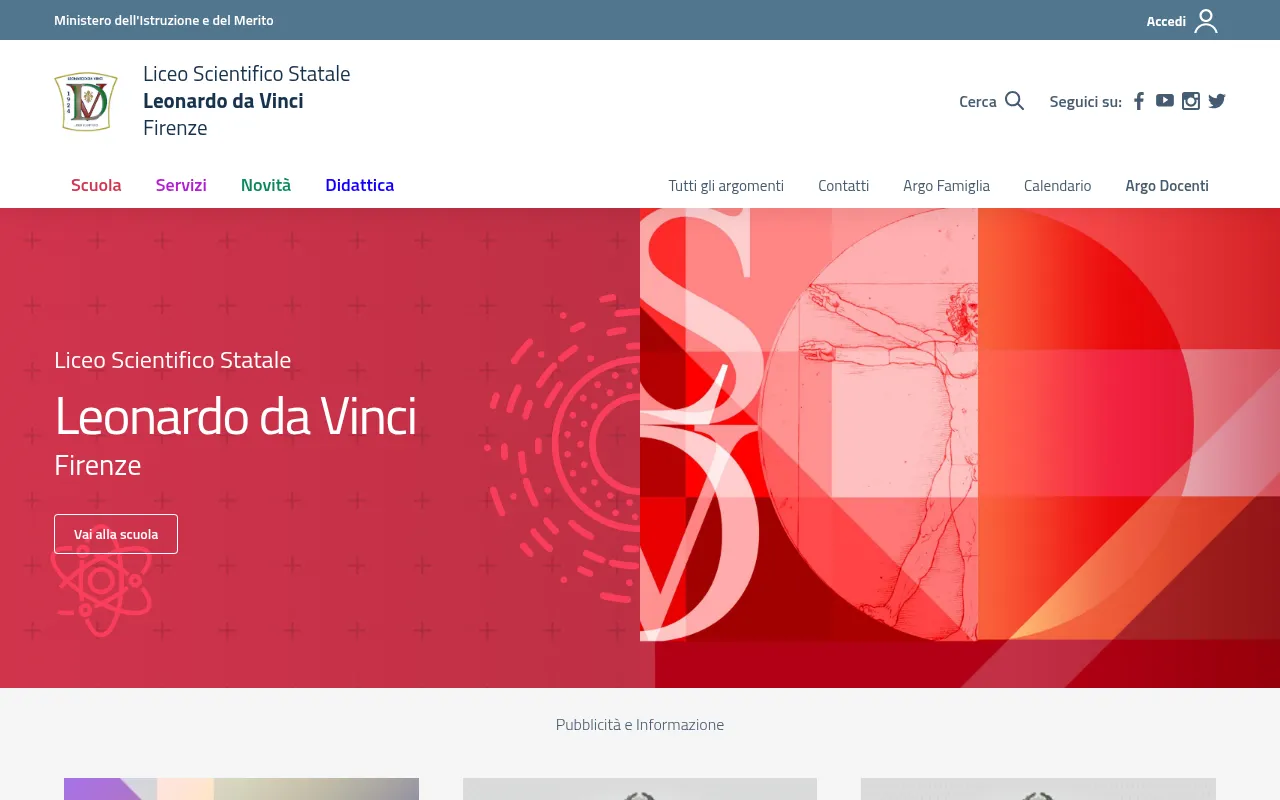 Screenshot of liceodavincifi.edu.it