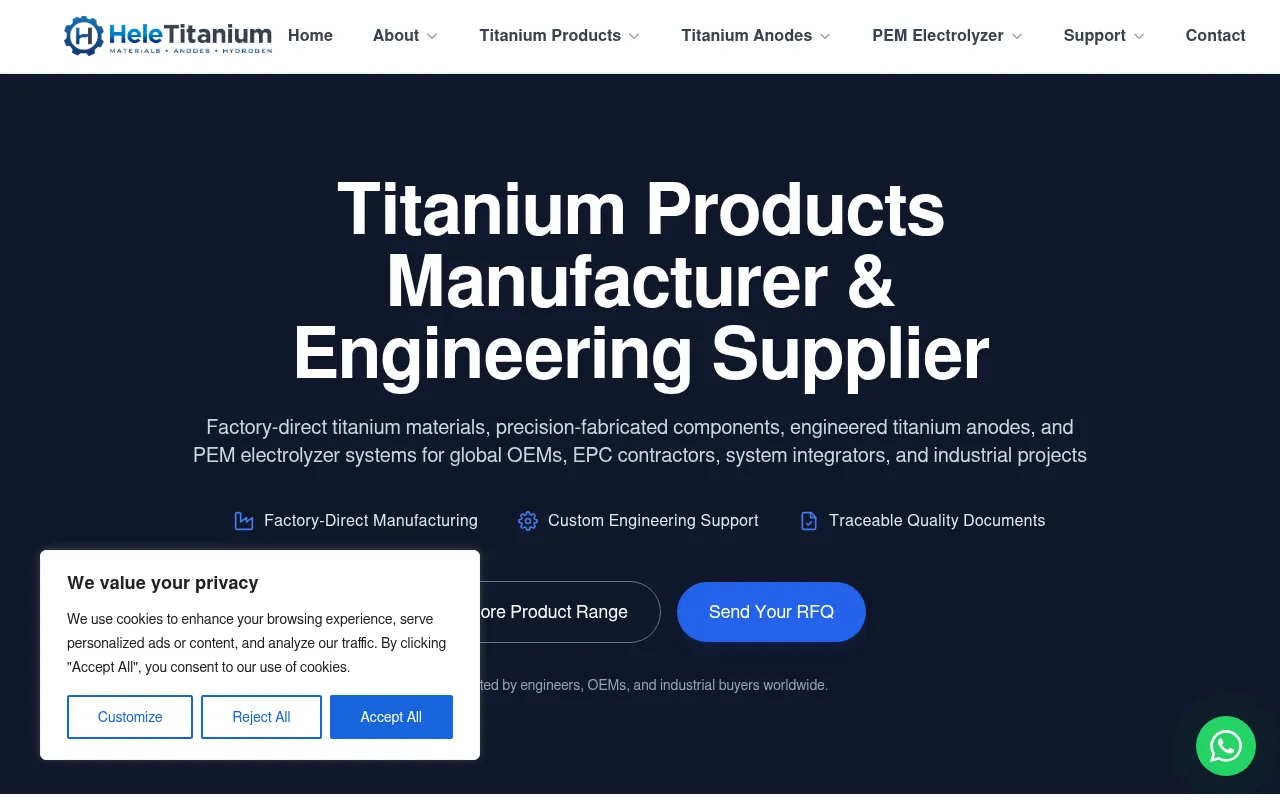 Screenshot of heletitanium.com