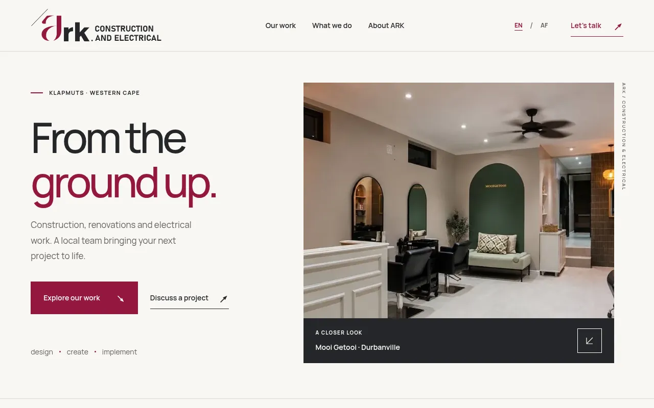 Screenshot of arkconstruction.co.za
