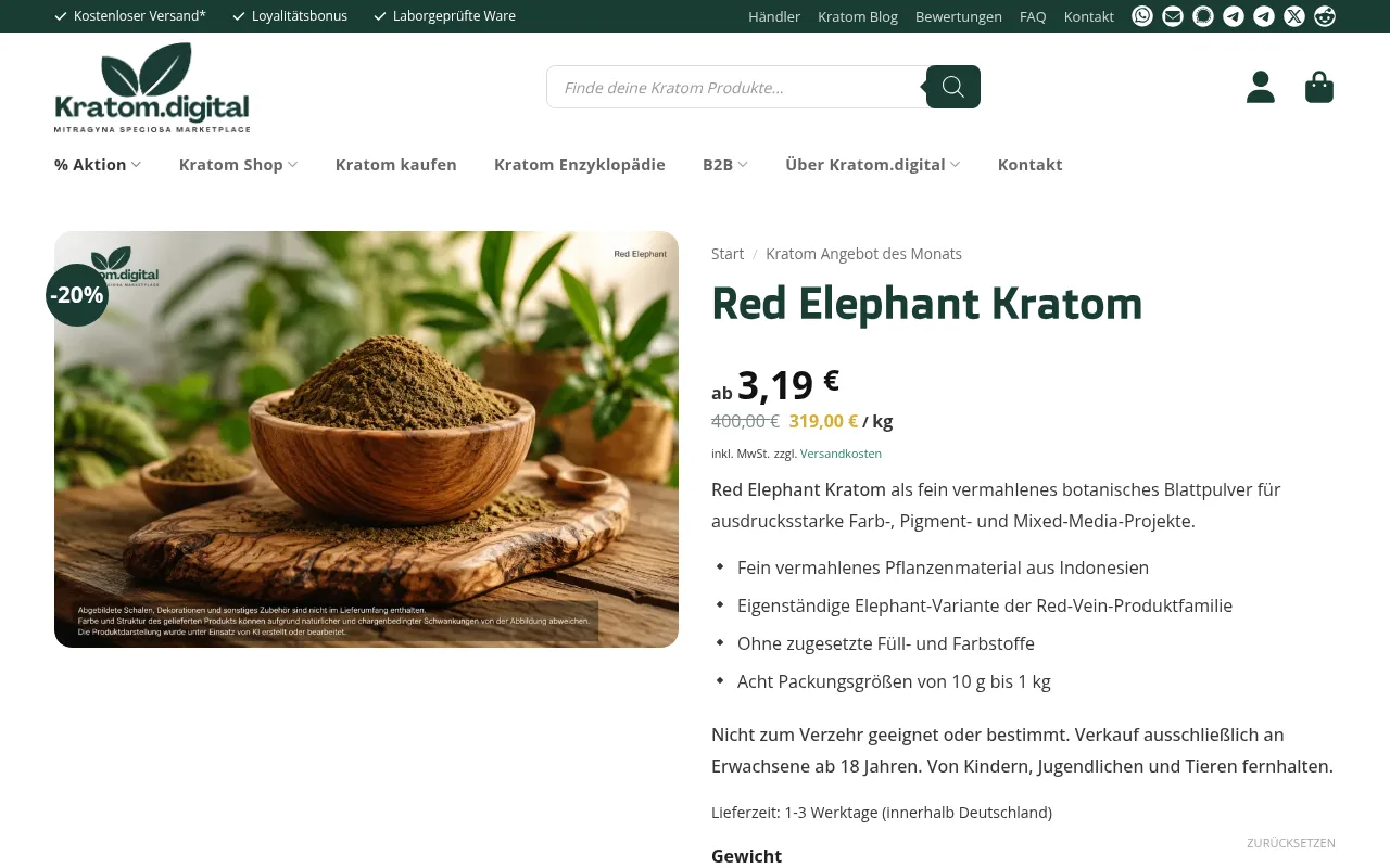 Screenshot of kratom.digital