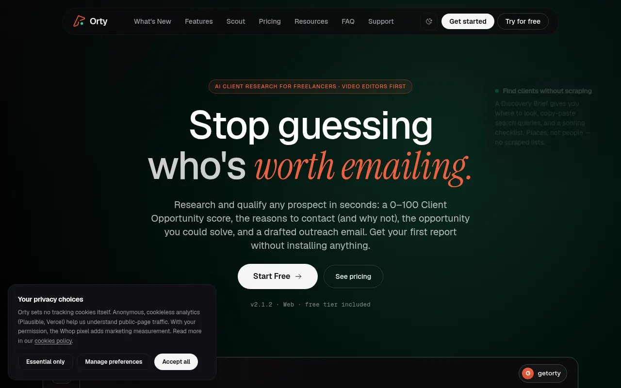 Screenshot of getorty.vercel.app