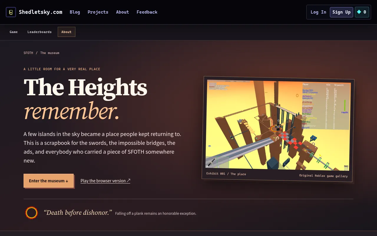 Screenshot of shedletsky.com