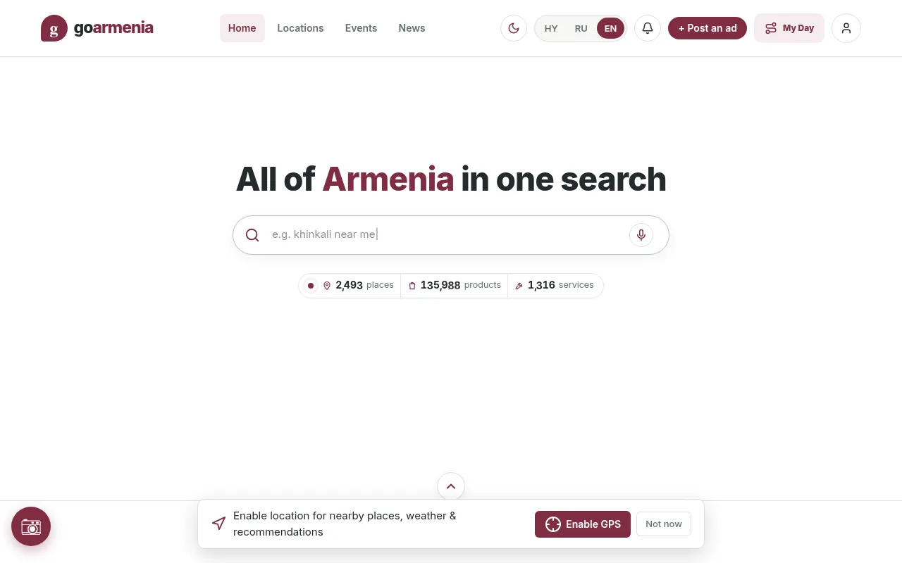 Screenshot of goarmenia.life