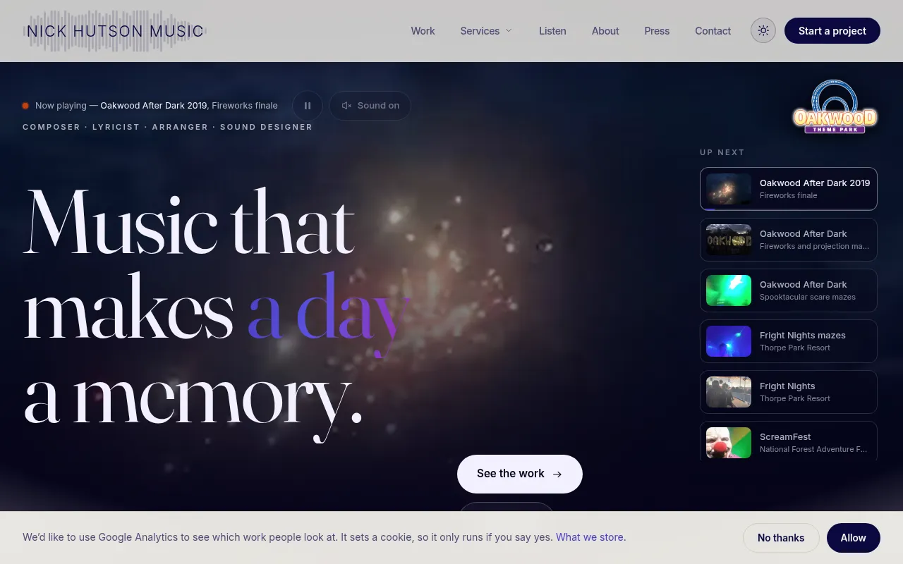 Screenshot of nickhutsonmusic.com