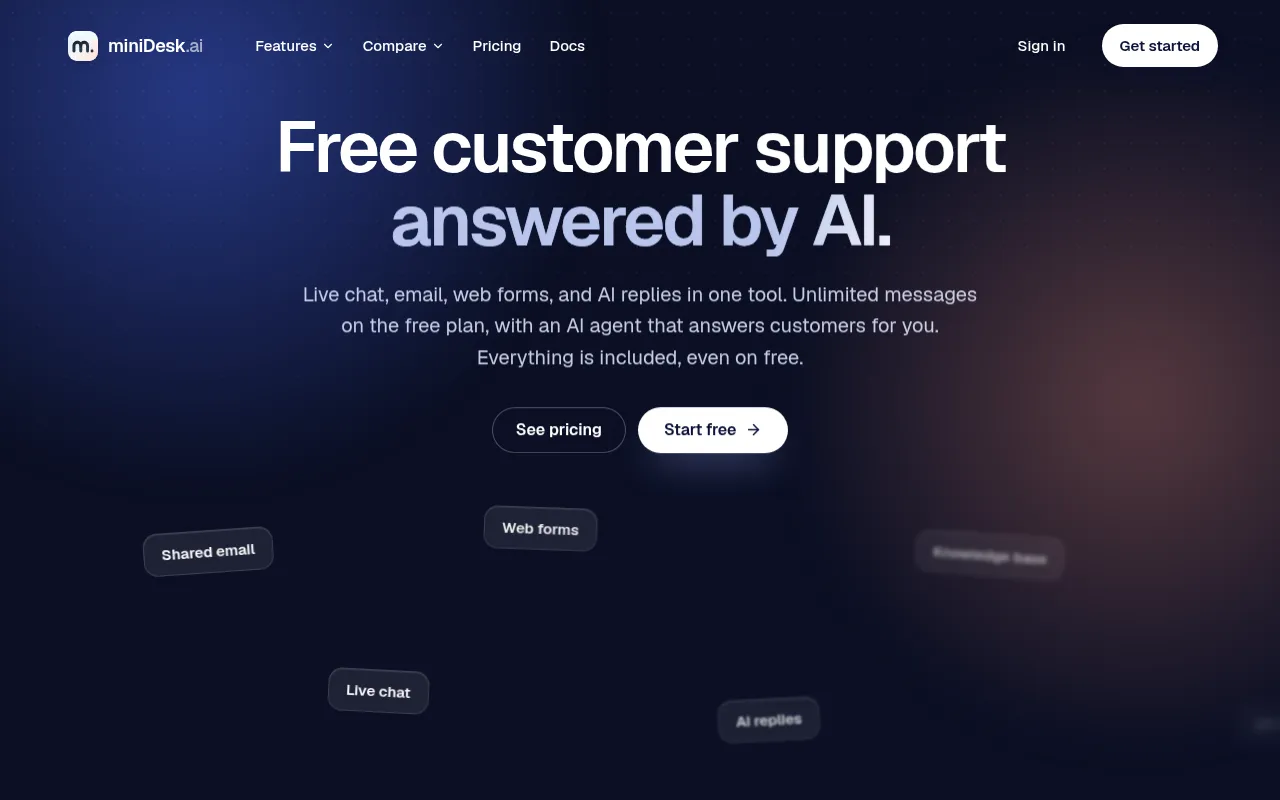 Screenshot of minidesk.ai