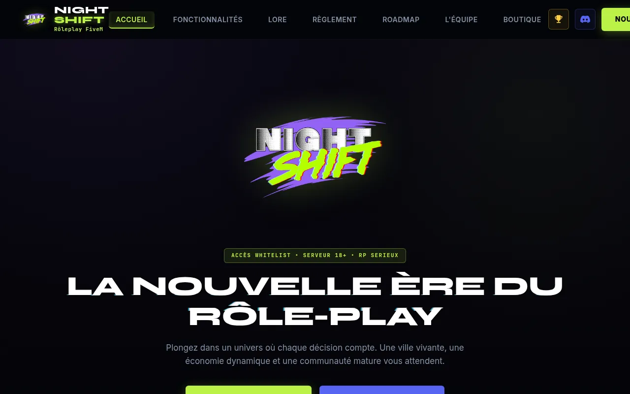Screenshot of nightshift-rp.fr