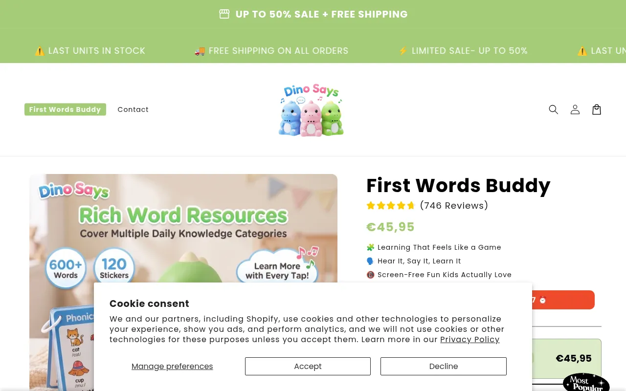 Screenshot of dinosays.com