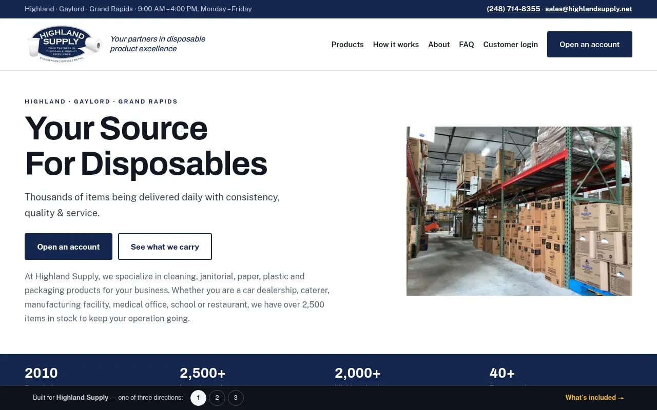 Screenshot of highlandsupply.seacliffweb.com