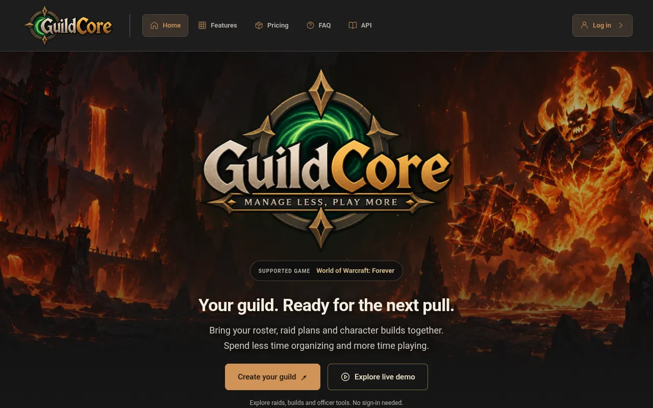 Screenshot of guildcore.net