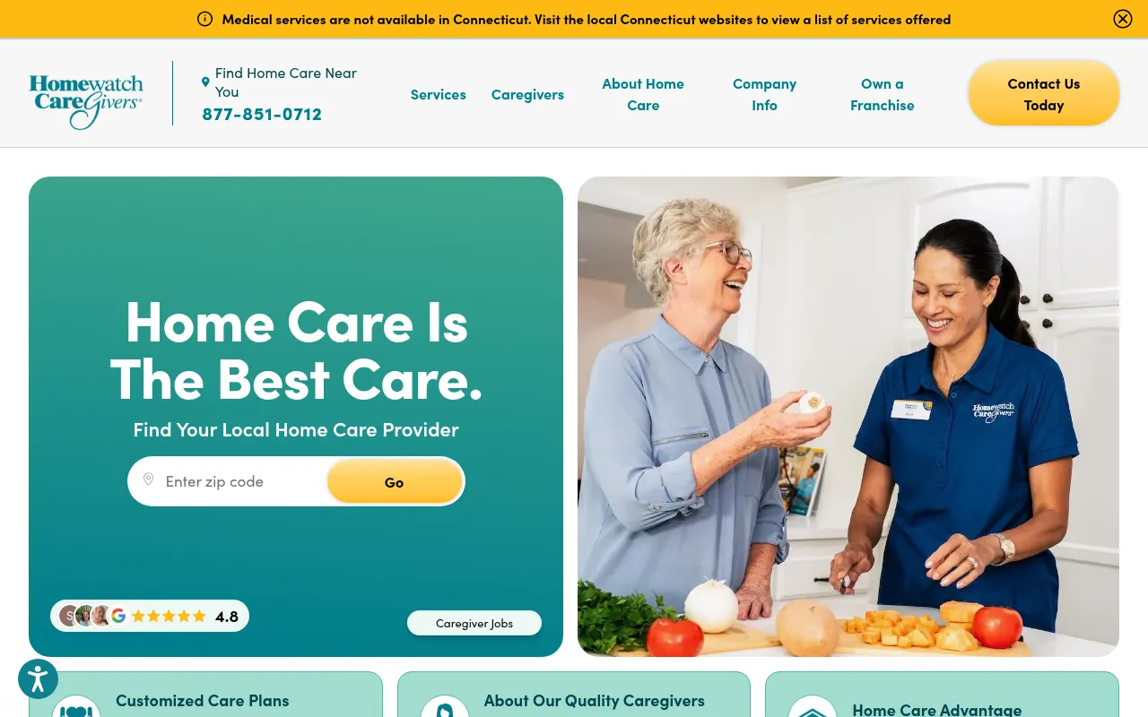 Screenshot of homewatchcaregivers.com