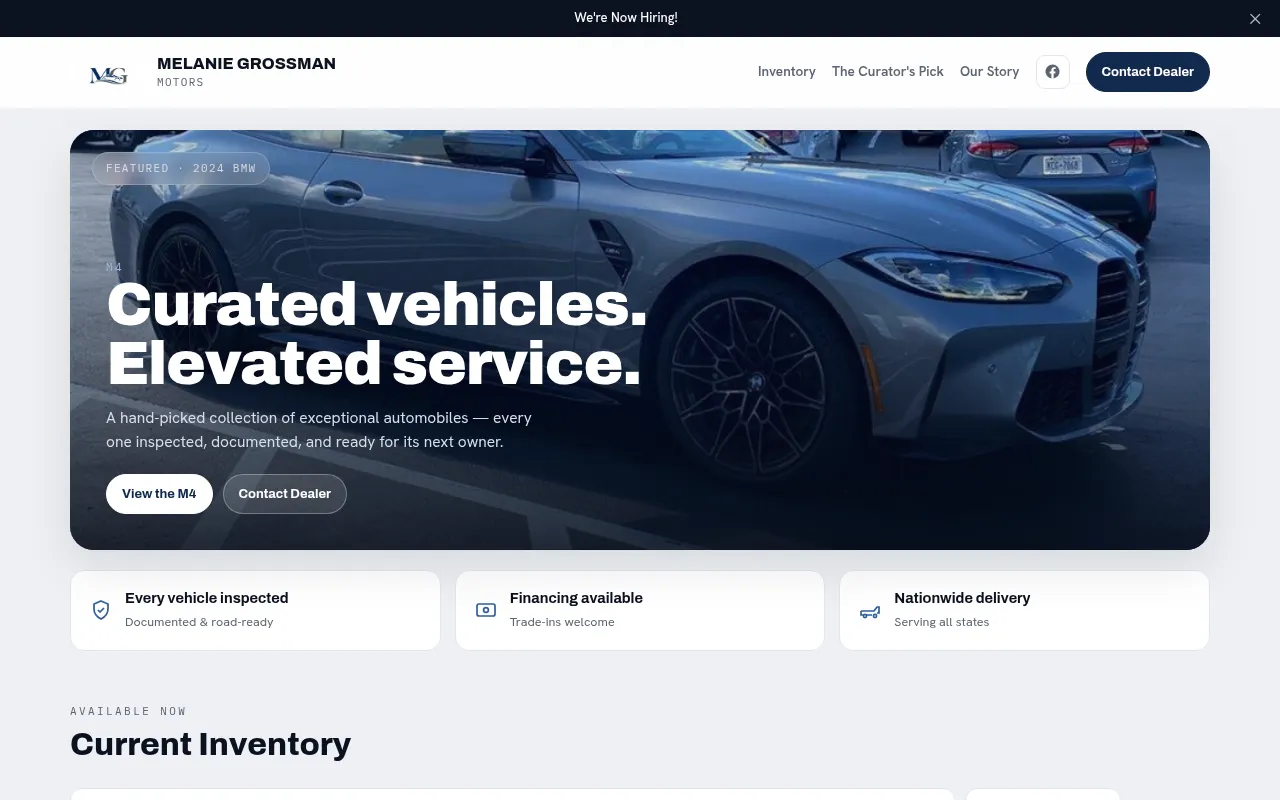 Screenshot of melaniegrossmanmotors.net