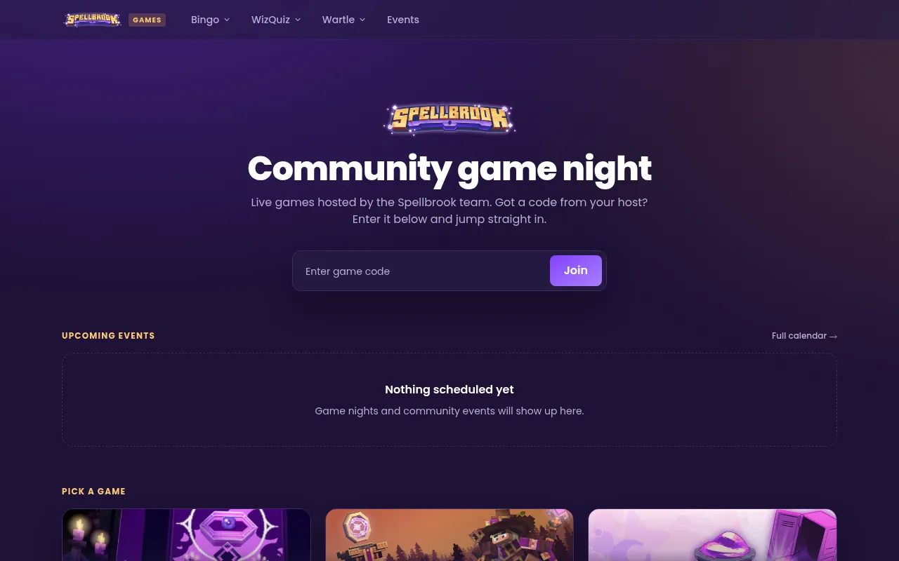 Screenshot of games.spellbrook.wiki