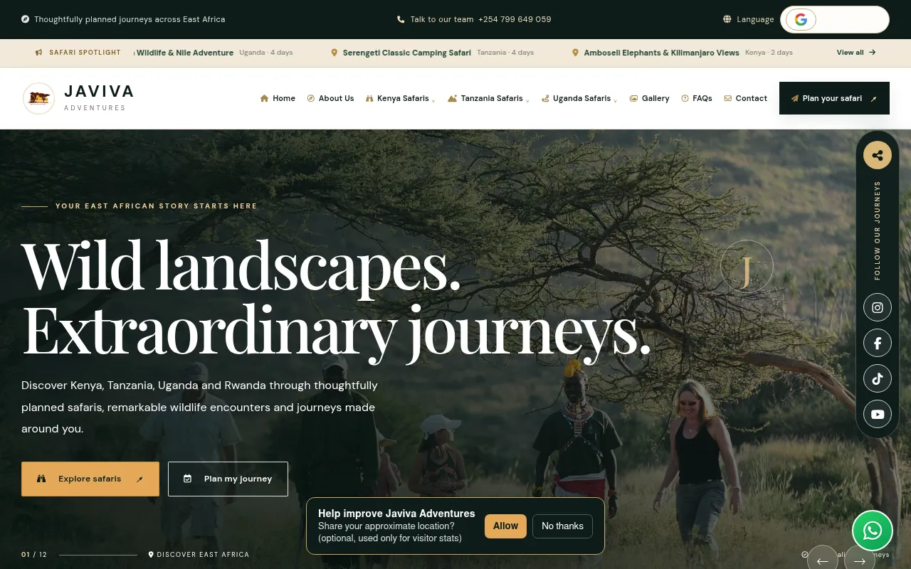 Screenshot of javivaadventures.com