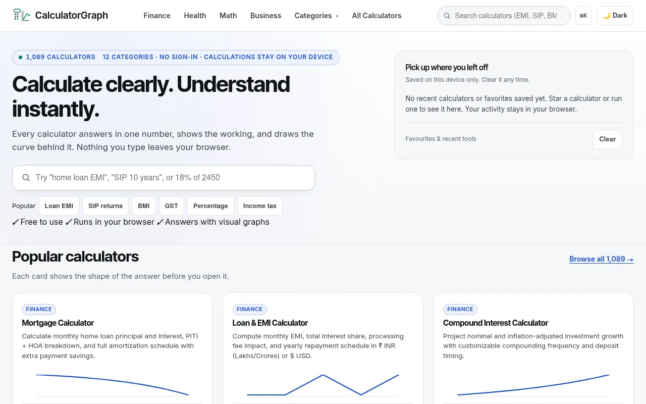 Screenshot of calculatorgraph.com